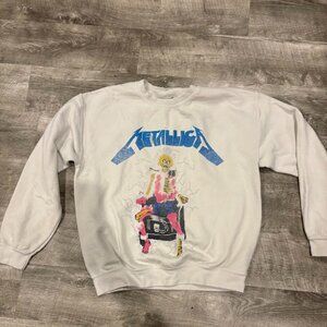White Metallica Graphic Sweatshirt